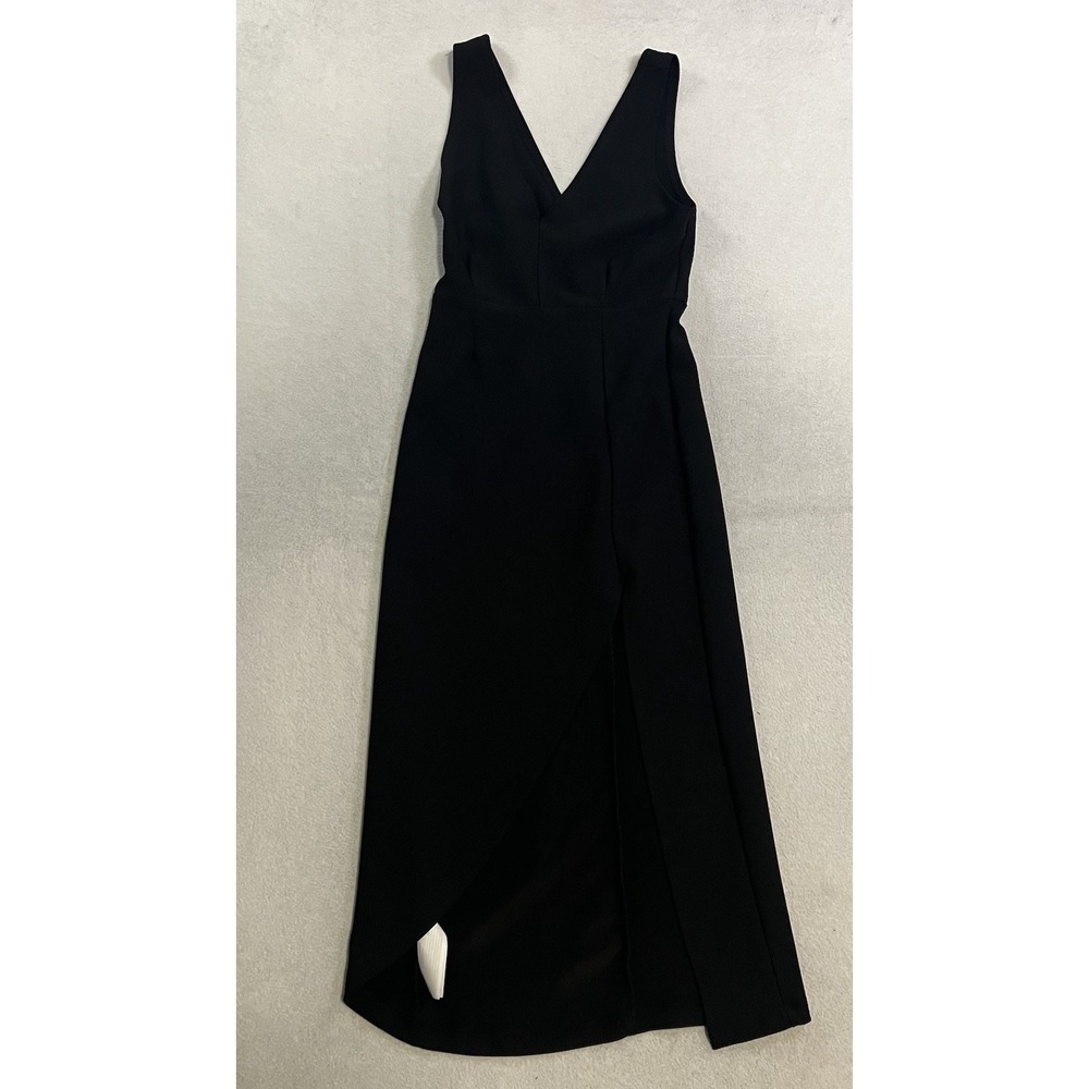 Abercrombie & Fitch Women's Size XS Black Plunge V Neck Midi Dress Side Slit